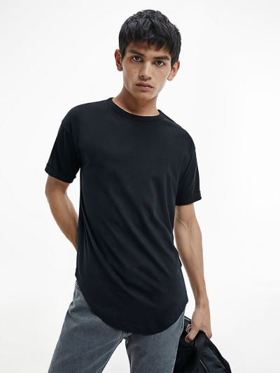 Calvin Klein Ruhák HU669673 | Calvin Klein Organic Cotton Badge Férfi Póló Fekete